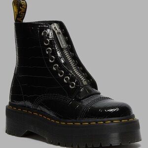 Dr. Martens Sinclair Patent Lamper Croc Emboss Boots in Black - Women's Size 7